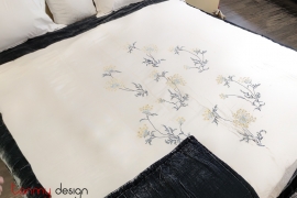 Silk & Velvet blanket King size ( humble plant embroidery )